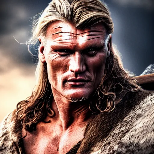 Image similar to Dolph Lundgren as swedish viking, 4k, artstation, cgsociety, award-winning, masterpiece, stunning, beautiful, glorious, powerful, fantasy art