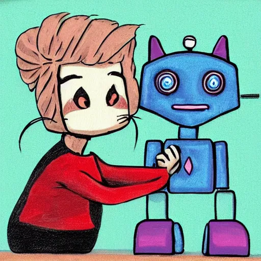 Image similar to robot loves kitty