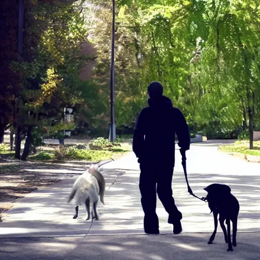 Image similar to stick figure of man walking a dog