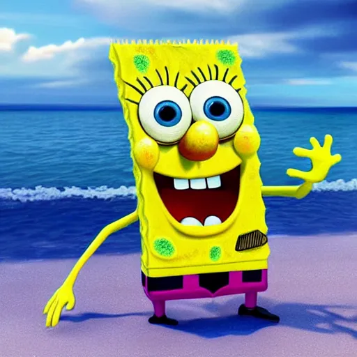 Prompt: real life SpongeBob squarepants and Patrick portrait, render, 4k, hyper realism, photo realistic