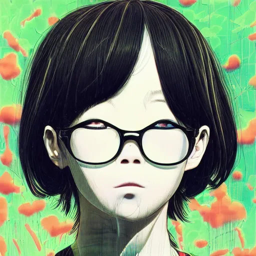 Image similar to a portrait of a girl by inio asano, beeple and james jean, hiroyuki takahashi color scheme, horror