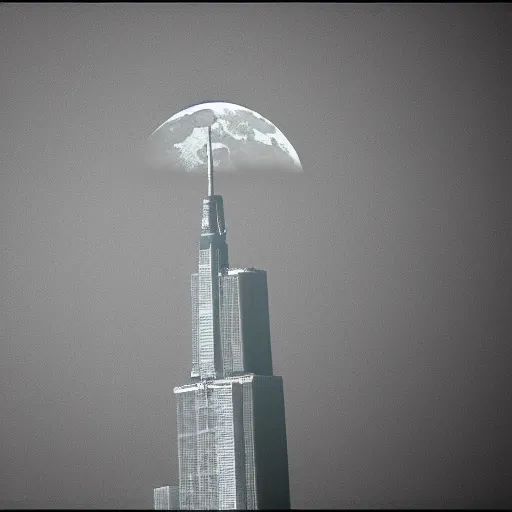 Prompt: Sears Tower on the Moon, award winning photo, 4k, realistic, highly detailed