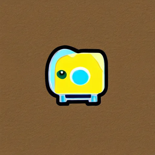 Prompt: a cute square robot snail, logo