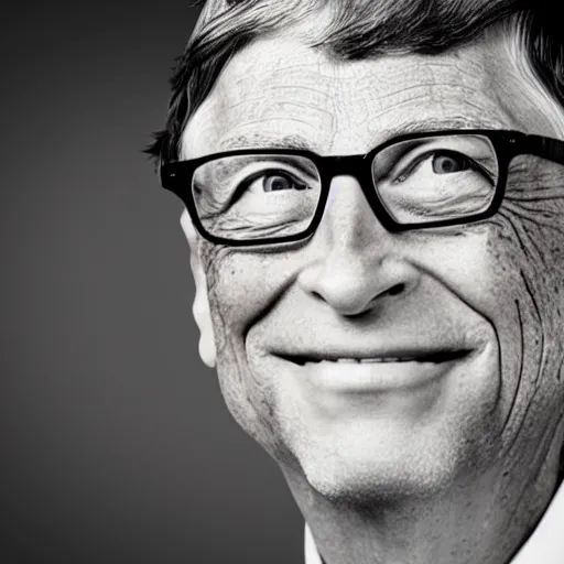 Prompt: bill gates in the palm of my hand, looking up at the camera, hyper realistic photo, highly detailed, sharp focus, depth of field