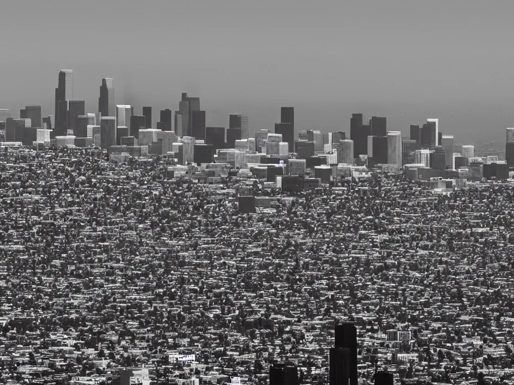 Prompt: “A black and white 90mm photo of Los Angeles”