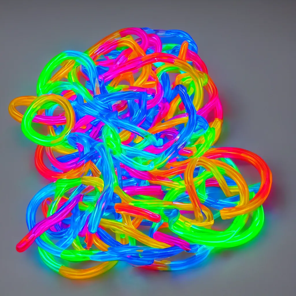 Image similar to detailed product photography, 9 0's neon plastic flip toy