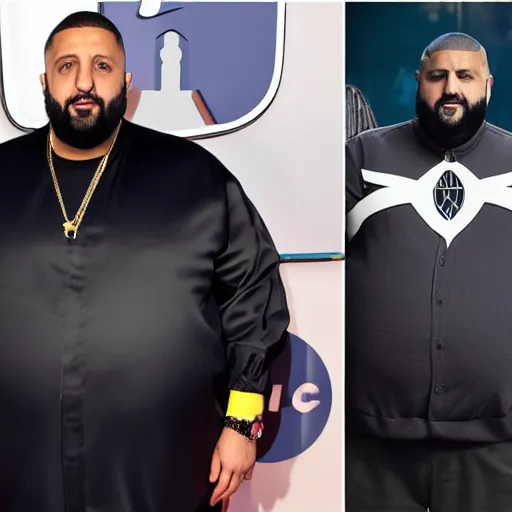 Image similar to DJ Khaled as morbidly obese Spiderman, MCU set photo, live-action adaptation, photograph