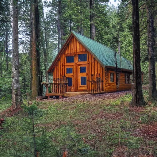 Prompt: a cabin in the forest