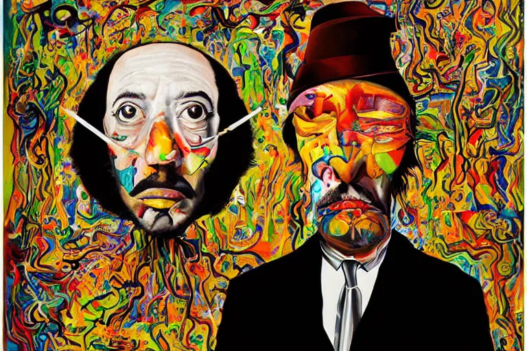 Image similar to portrait of a uncanny painter by Chor Boogie and Salvador Dali collaboration