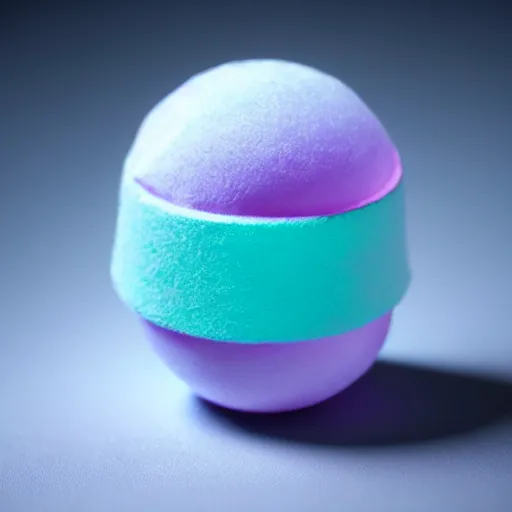 Image similar to mk 2 grenade!!! made of cotton candy, centered, product shot, bright, airy, iridescent lighting, gradient background