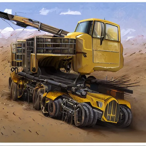 Prompt: concept art of small mining drilling vehicle by Dawid Michalczyk