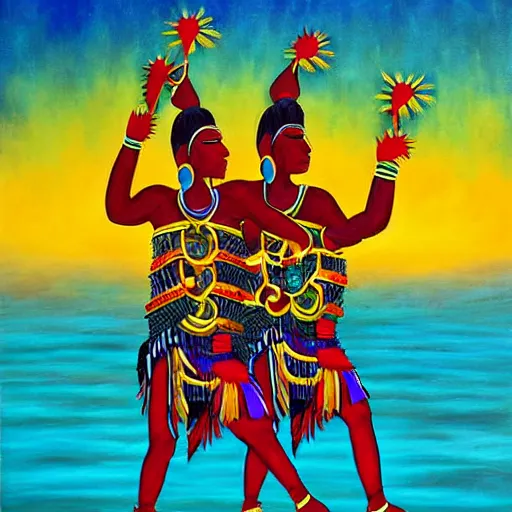 Image similar to tribal dance theme, art by jeff lyons, surrealism