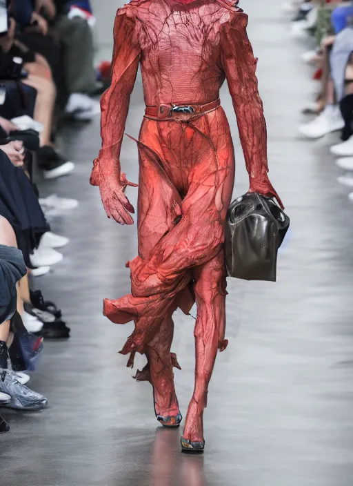 Prompt: hyperrealistic and heavy detailed balenciaga runway show of hannibal lecter, leica sl 2 5 0 mm, vivid color, high quality, high textured, real life