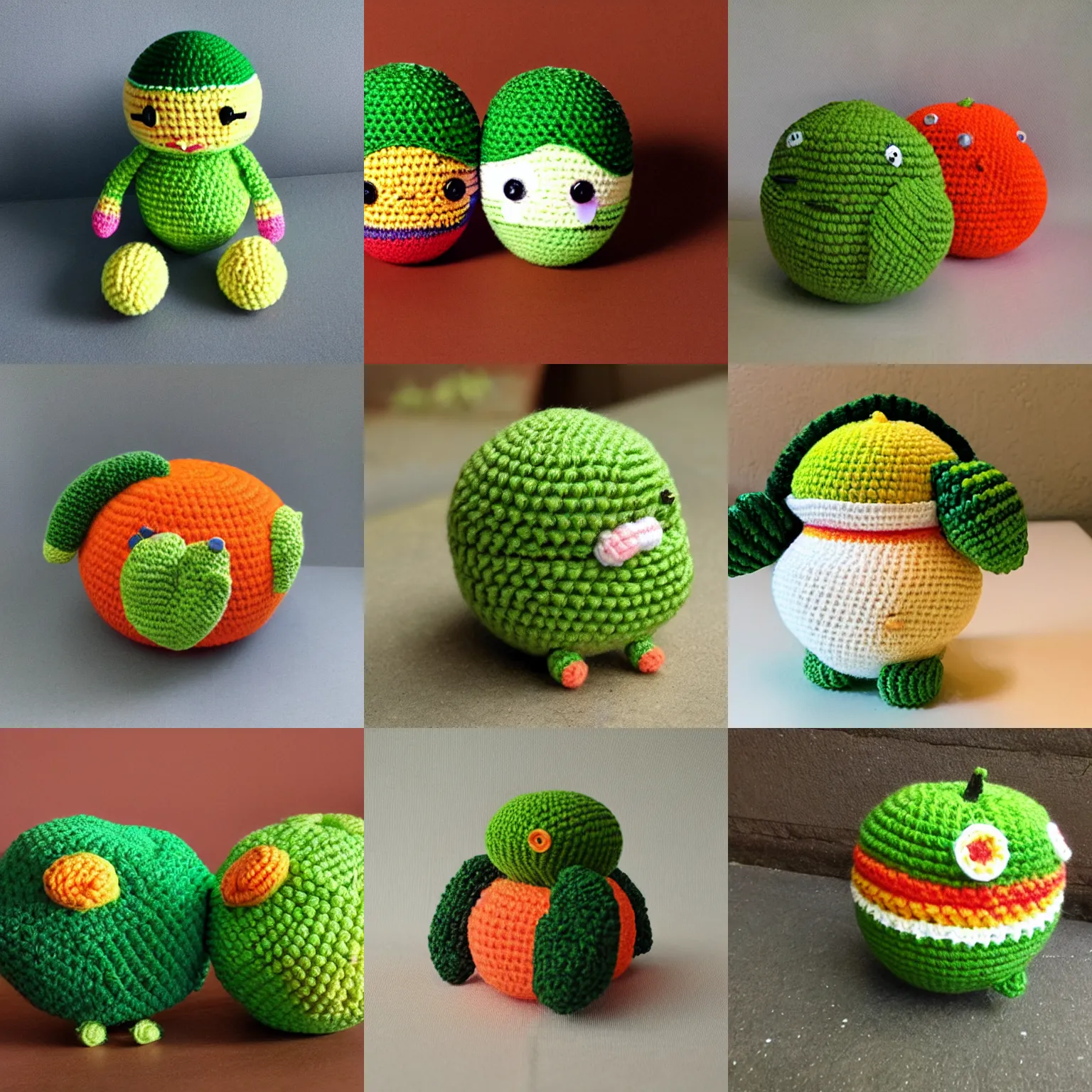 Prompt: amigurumi of half melon