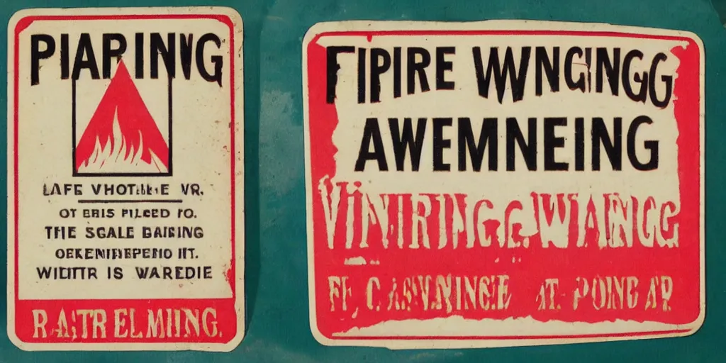 Image similar to vintage fire warning label