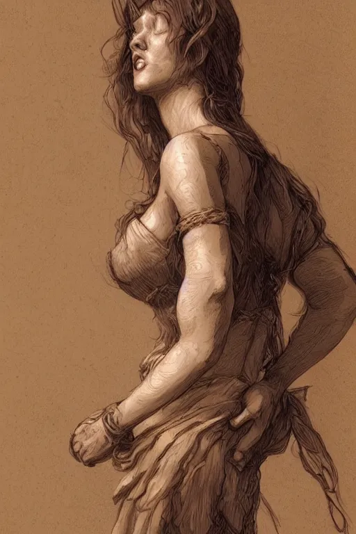 Image similar to beautiful natural coy cottagecore peasant maiden master life drawing, intricate, elegant, highly detailed, digital painting, artstation, concept art, smooth, sharp focus, illustration, art gerald brom