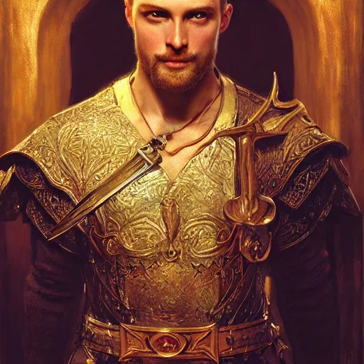 Prompt: attractive king arthur pendragon, natural lighting, path traced, high quality, very detailed digital painting, by gaston bussiere, craig miller, j. c. leyendecker