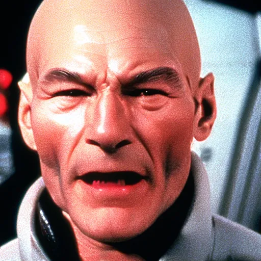 Image similar to patrick stewart as the xenomorph in alien 1 9 7 9, 4 k hd film still