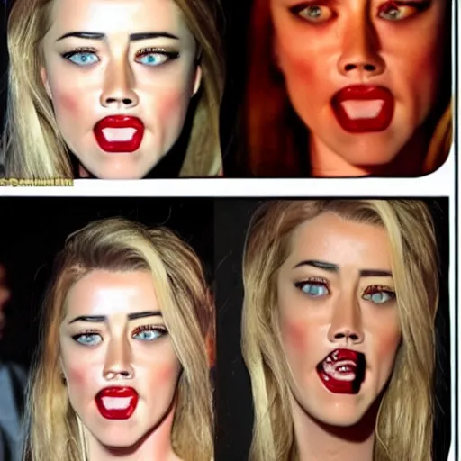 Image similar to a [ gourd ] carved shaped to look like ( amber heard face ) hybrid intercross