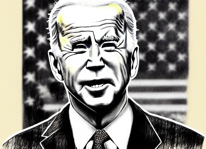 Image similar to an extremely detailed masterpiece grunge drawing of joe biden, in the style of richard avedon, after life, loony toons style, horror themed, detailed, elegant, intricate, trending on artstation, 4 k