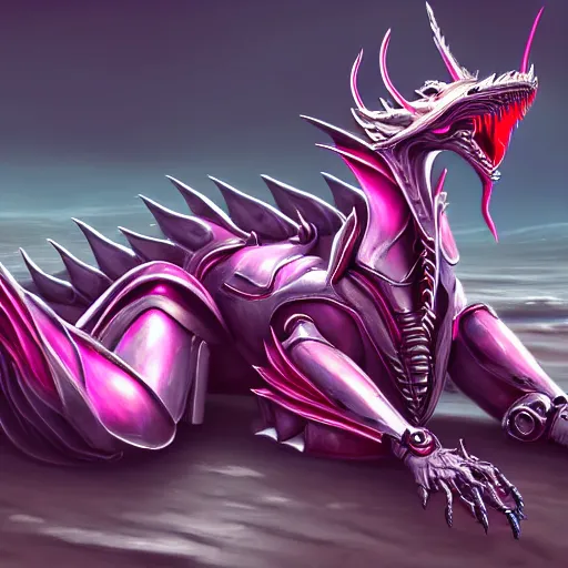 Image similar to very close up foot shot, detailed foot shot, hyperdetailed elegant beautiful stunning anthropomorphic hot mecha female dragon showing detailed sharp dragon claws close to camera, laying on beach, soft pads, sharp silver armor, fuchsia skin, feet art, warframe destiny fanart, feet art, dragon paws, furaffinity, deviantart, octane, ekasportal