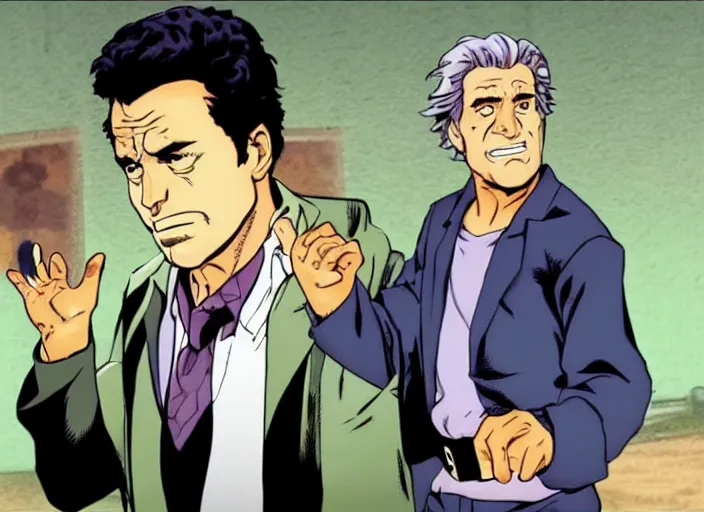 Image similar to Peter falk as a character in Jojo's Bizzare adventure