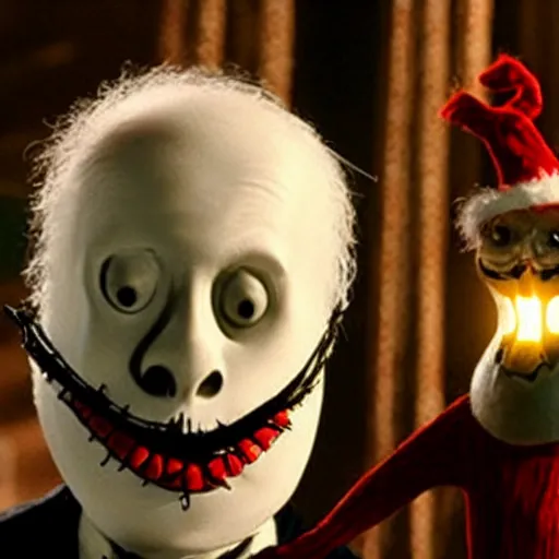 Image similar to film still of joe biden in the movie nightmare before christmas, cinematic lighting