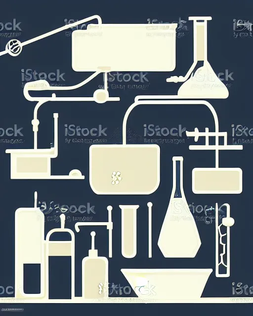 Image similar to science lab. clean cel shaded vector art. minimalist illustration art