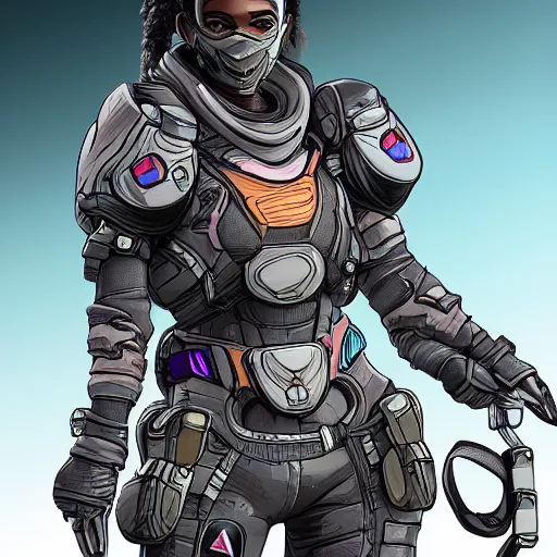 Image similar to wraith from apex legends, digital art, character design