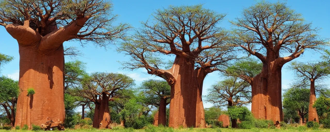 Image similar to Beautiful gigantic baobab tree, where birds make their nests, made of LEGO, in the style of LEGO