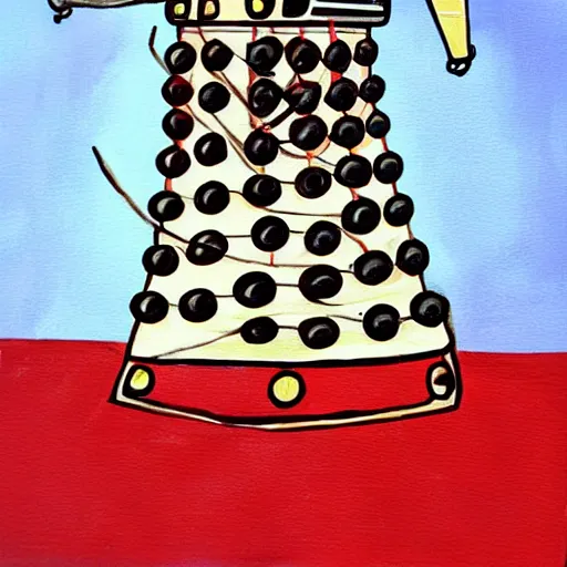 Prompt: candy cane themed dalek, painting