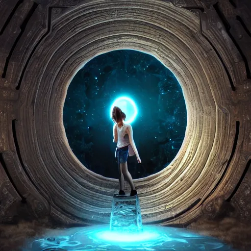 Image similar to Looking though a portal to another world,ultra detailed, digital art, 8k ,character ,realistic, portrait, hyperrealistic