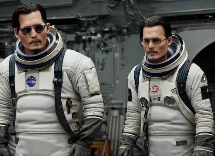 Image similar to film still of Johnny Depp as Cooper in Interstellar, 4k