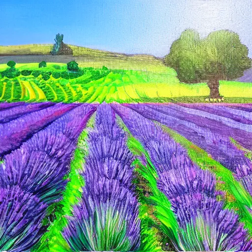 Image similar to highly detailed oil painting of field of lavender in france