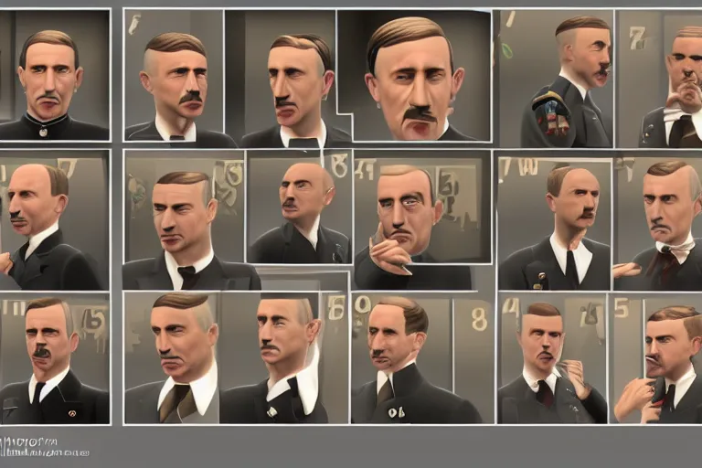 Image similar to a photo of hitler as a sims character, photorealistic, 8 k, close up