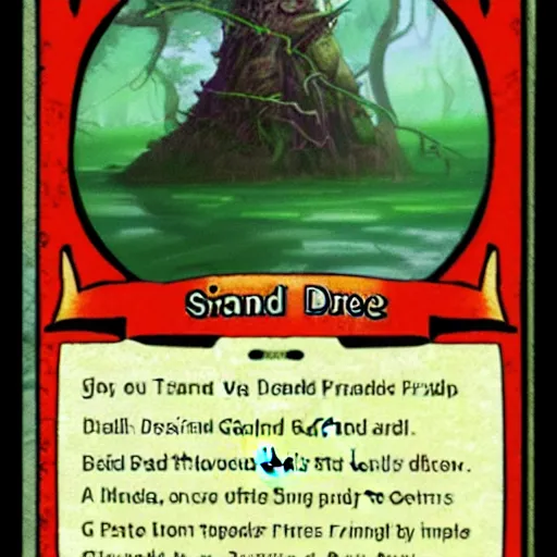 Image similar to a card design for a trading card game, swamp design
