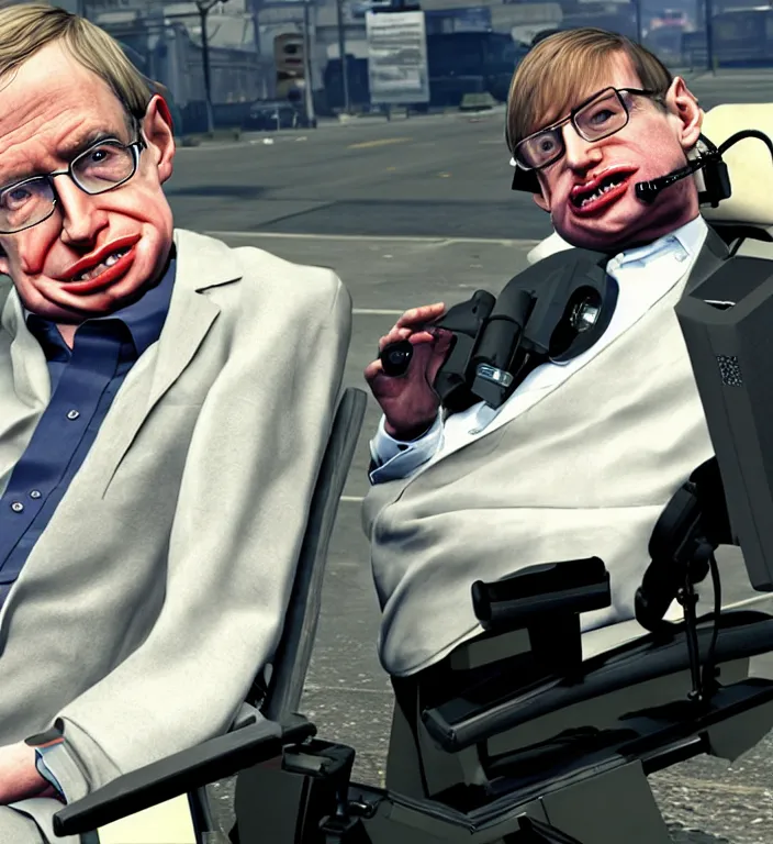 Image similar to stephen hawking in gta 5 screensaver