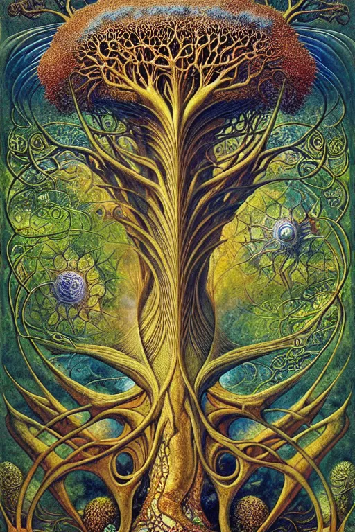 Image similar to tree of life by roger dean and andrew ferez, art forms of nature by ernst haeckel, divine chaos engine, symbolist, visionary, art nouveau, botanical fractal structures, organic, detailed, realistic, surreality