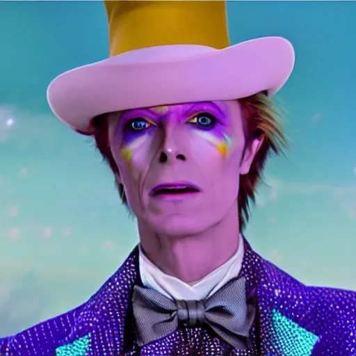 Prompt: David Bowie as Willy Wonka stunning awe inspiring 8k hdr