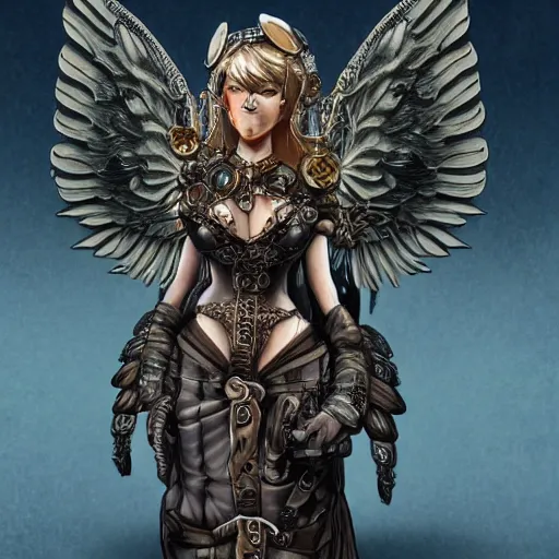 Prompt: a steampunk angel, highly detailed, trending on artstation,
