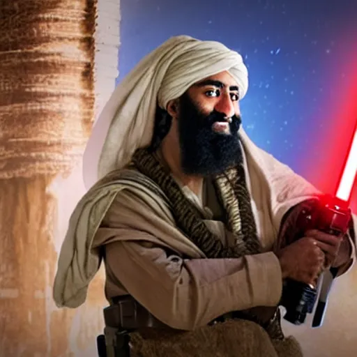 Image similar to osama bin laden in star wars episode, 8k resolution, full HD, cinematic lighting, award winning, anatomically correct