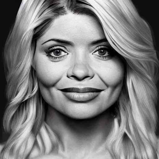 Image similar to holly Willoughby with the physique of a body builder, symmetrical facial features, hyper realistic, ultra detailed, cinematic, dynamic lighting, photorealistic, refined, intricate, digital art, digital painting, masterpiece, 8k