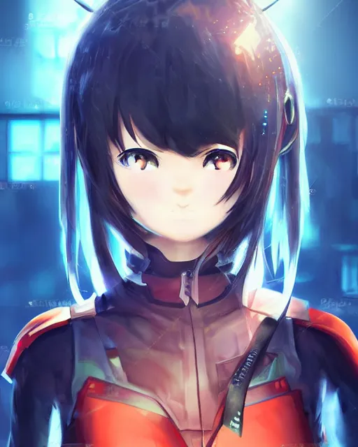 Image similar to portrait of anime girl in mechanic armor in night tokyo by makoto sinkai, perfect face, fine details