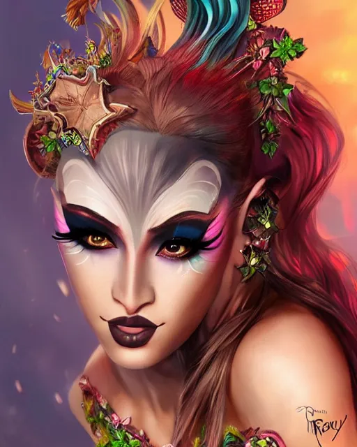 Prompt: a donkey with drag queen makup, fantasy art, in the style of artgerm, illustration, epic, fantasy, intricate, hyper detailed, artstation, concept art, smooth, sharp focus, ray tracing, vibrant, photorealistic