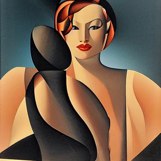 Image similar to art deco scenic, old movie, highly detailed, photorealistic, by tamara lempicka