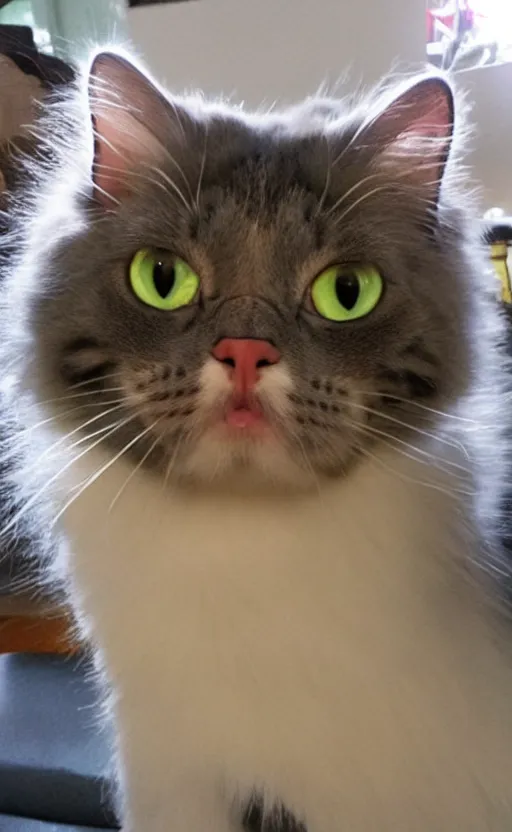 Image similar to surprised cat face, fluffy