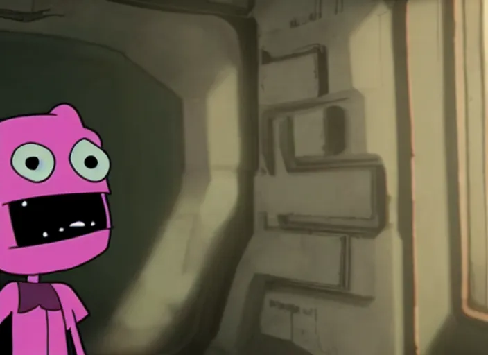 Image similar to film still of gab from invader zim in the new scifi movie, 4 k