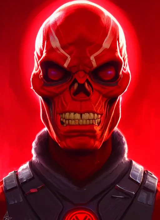 Prompt: portrait of apex legends red skull, intricate, elegant, glowing lights, highly detailed, digital painting, artstation, glamor pose, concept art, smooth, sharp focus, illustration, art by artgerm and greg rutkowski, artey freytag