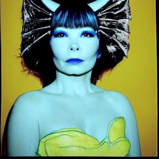 Image similar to a dragon inspired by bjork photographed by andy warhol