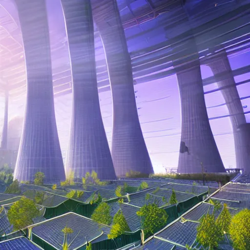 Image similar to highly detailed, datacenter cooling towers, chiller plant system, concept art, character art, studio lightning, bright colors, intricate, masterpiece, photorealistic, hyperrealistic, sharp focus, high contrast, artstation hq, deviantart trending, 8 k uhd, unreal engine 5